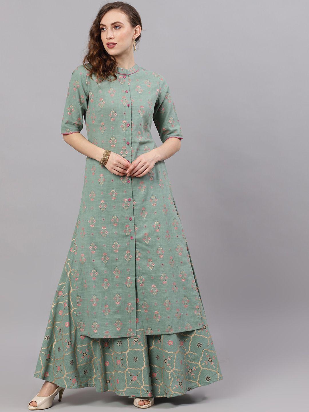 aks ethnic motifs printed pure cotton a line kurta