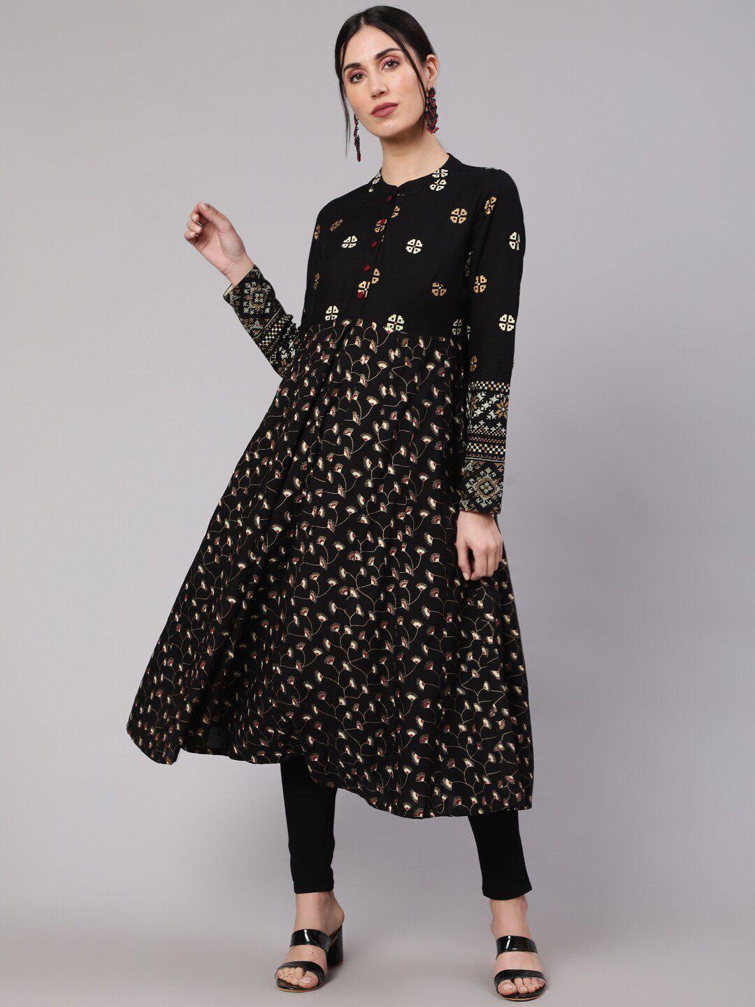 aks floral printed anarkali kurta