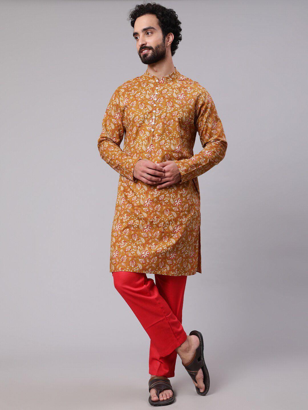 aks floral printed cotton kurta