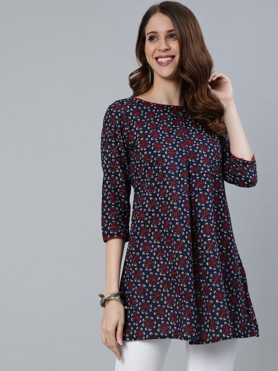 aks floral printed cotton tunic