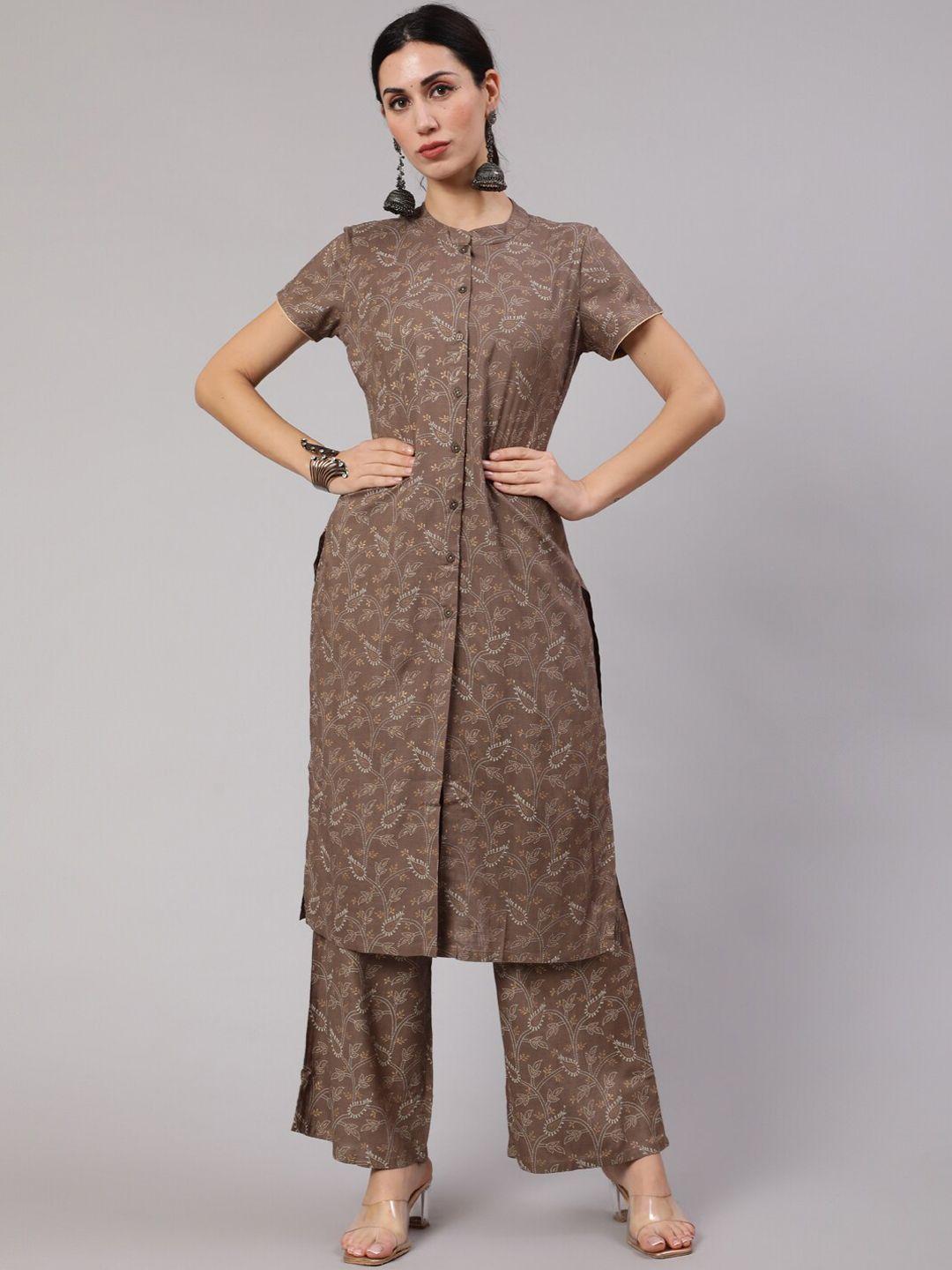 aks floral printed kurta with trousers