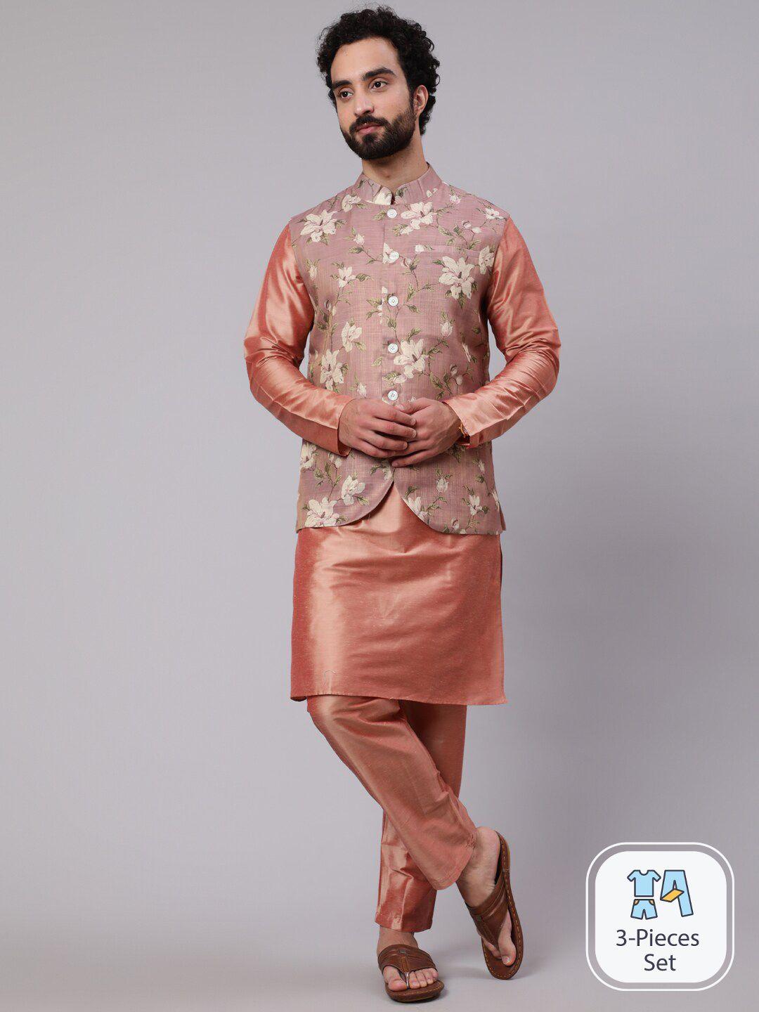 aks mandarin collar kurta with churidar & nehru jacket