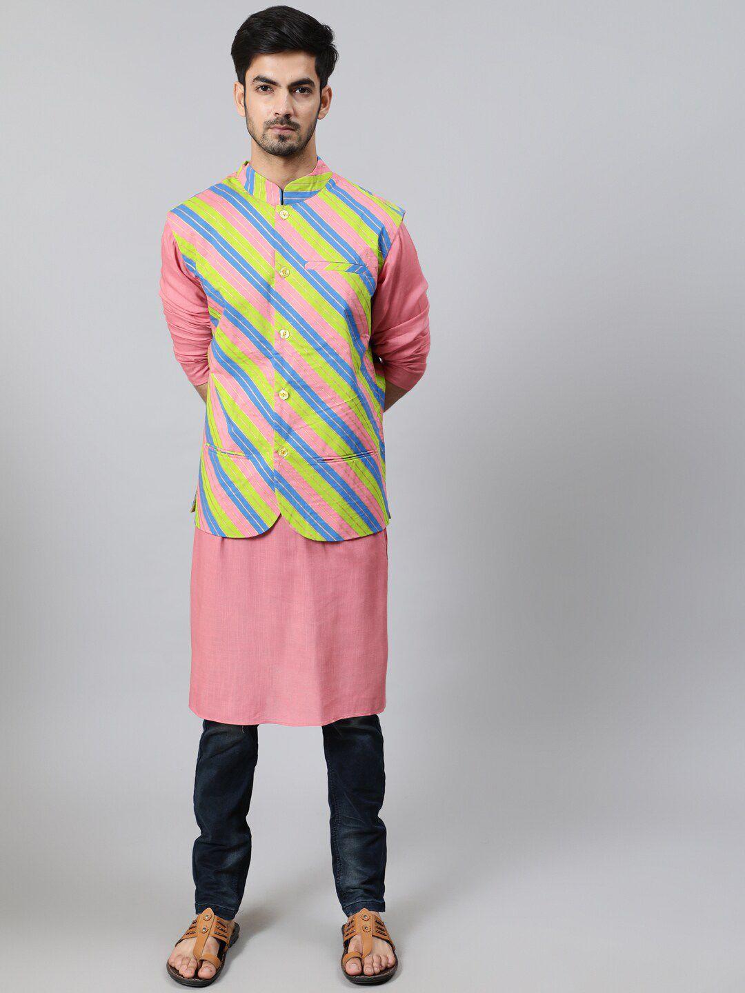 aks mandarin collar kurta with nehru jacket