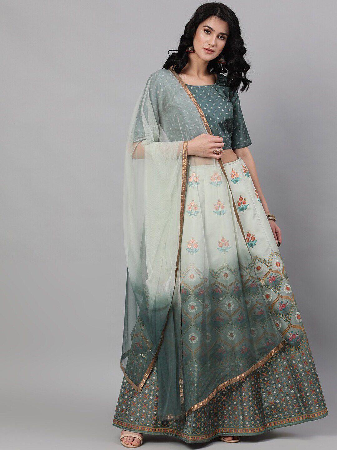 aks printed silk ready to wear lehenga & blouse with dupatta