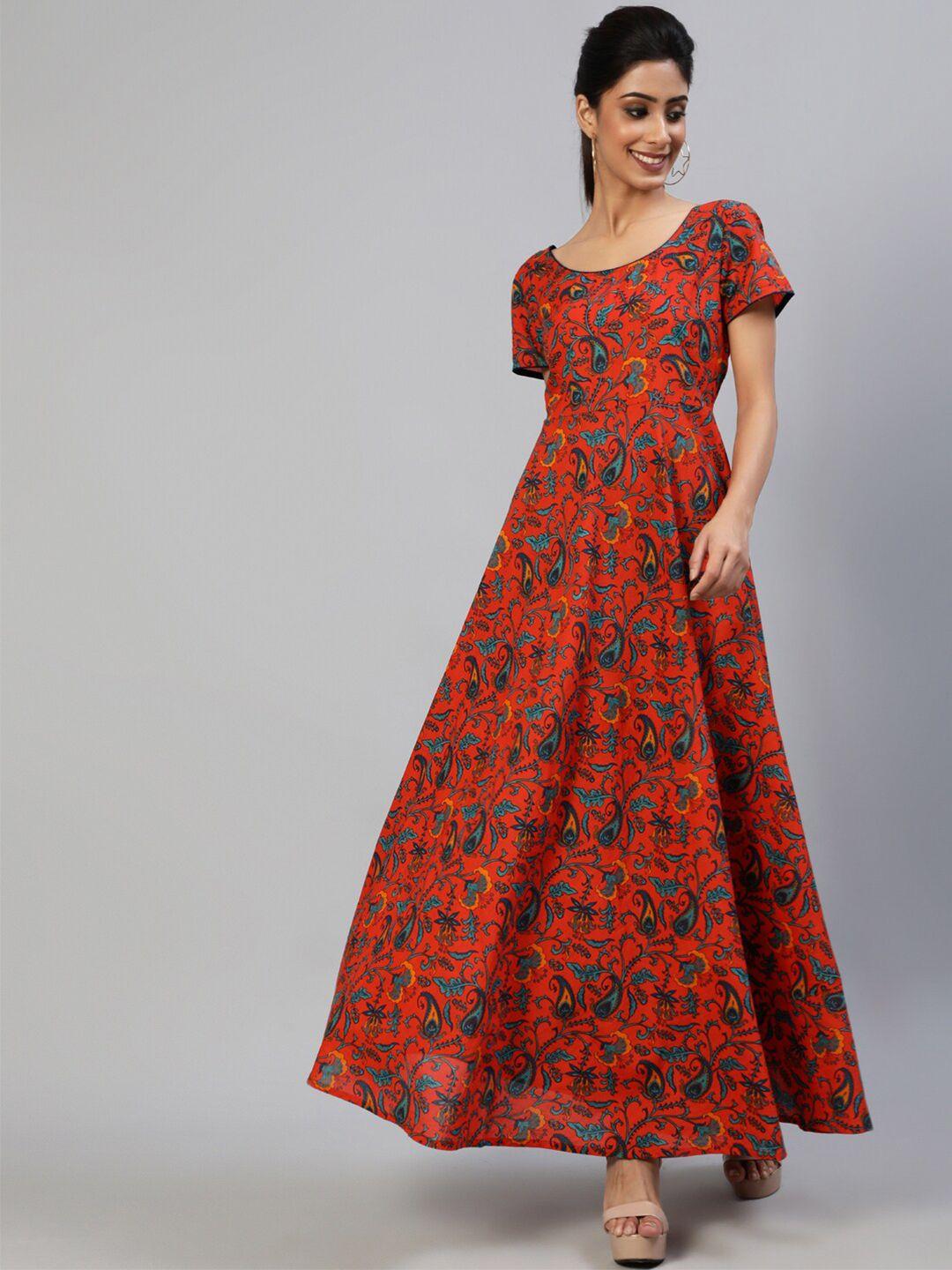 aks red floral print maxi dress