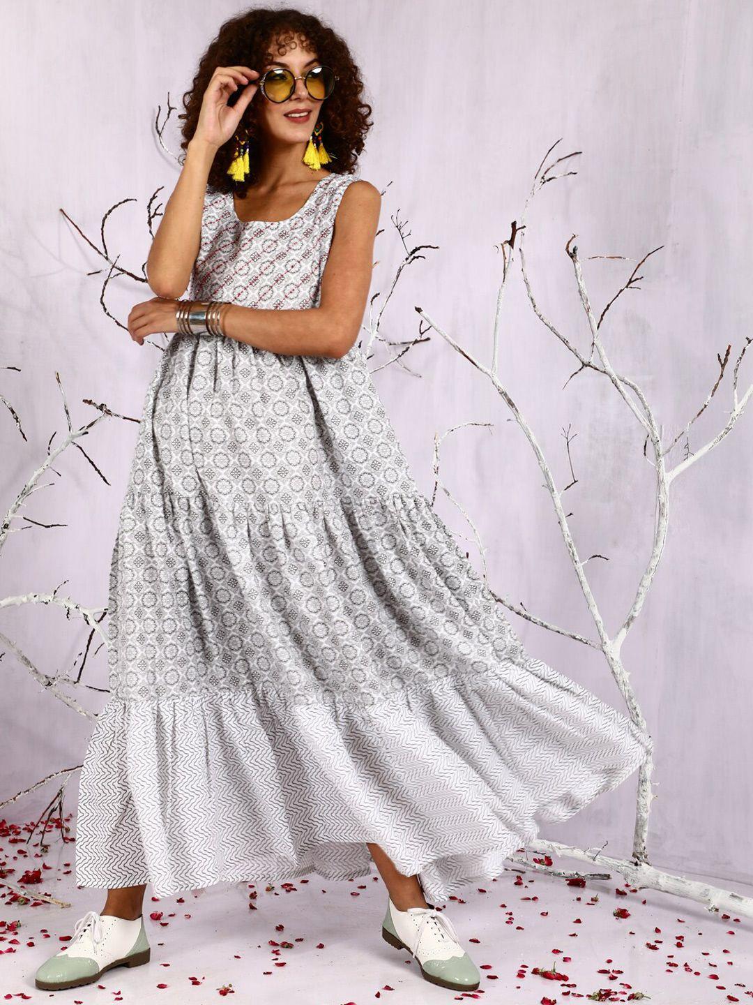 aks white floral print maxi dress