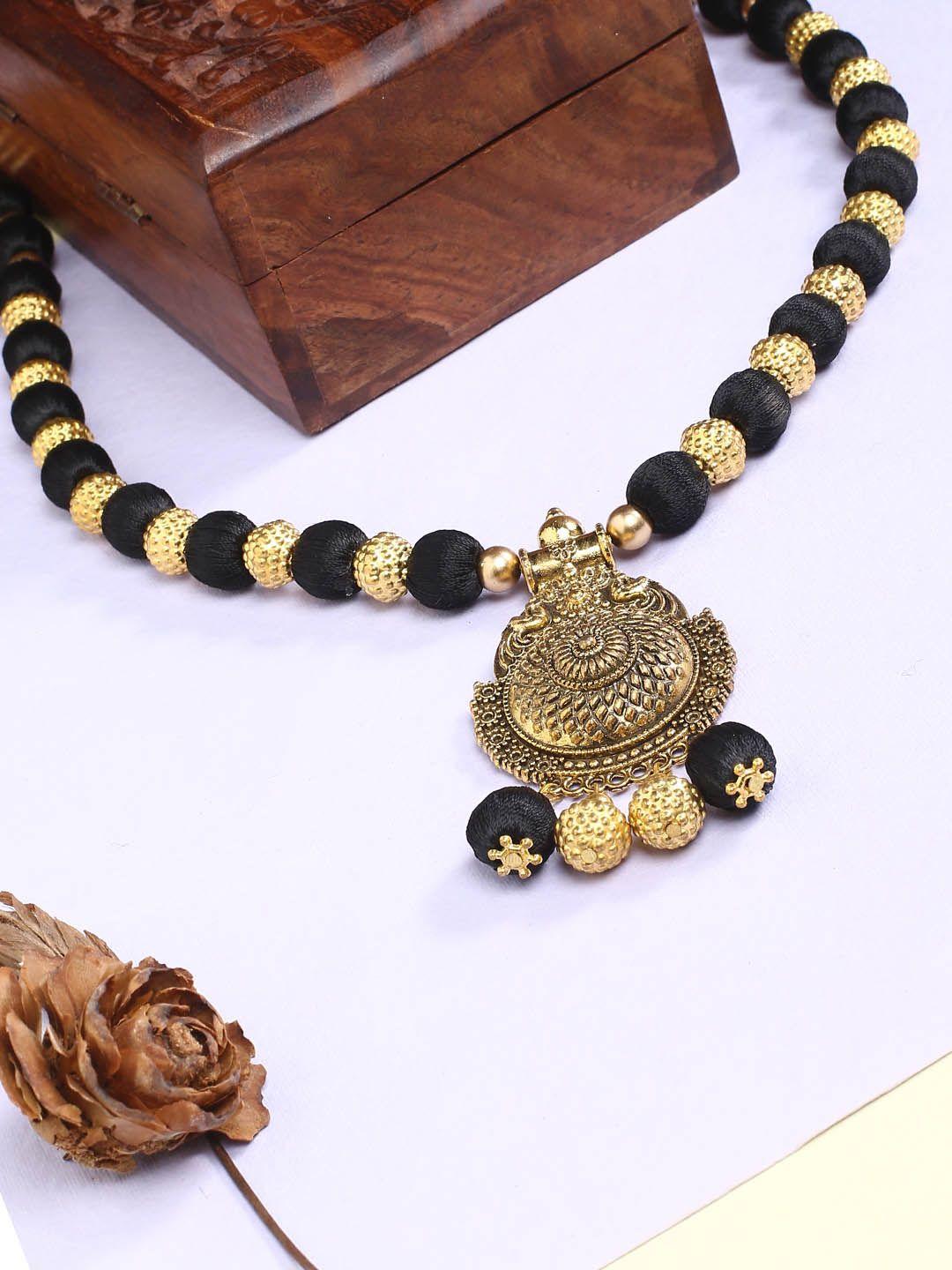 akshara black & gold-toned german silver necklace
