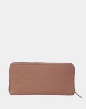 akshara emboss leather zip-around wallet