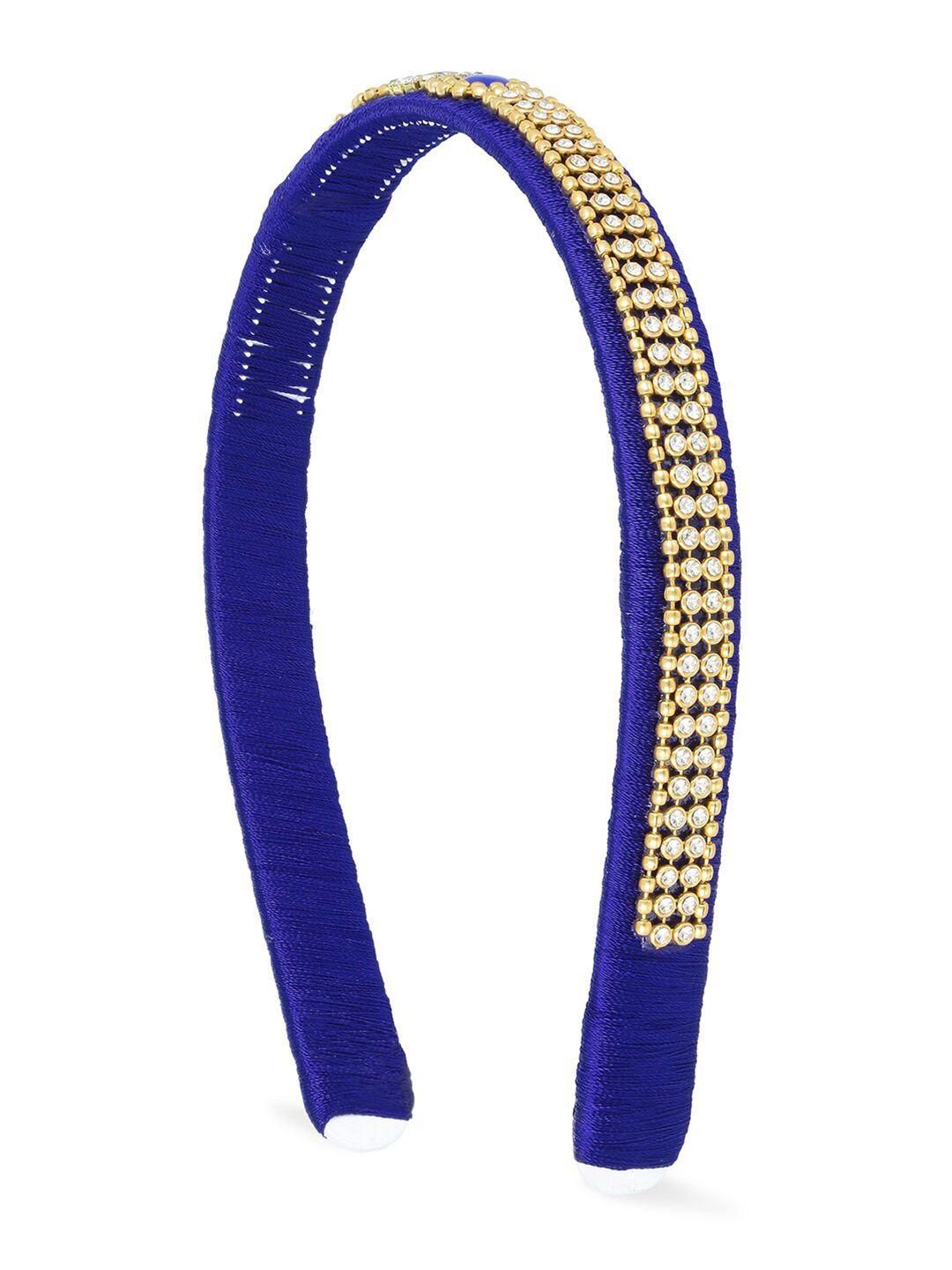 akshara girls blue handcrafted embellished hairband with silk thread