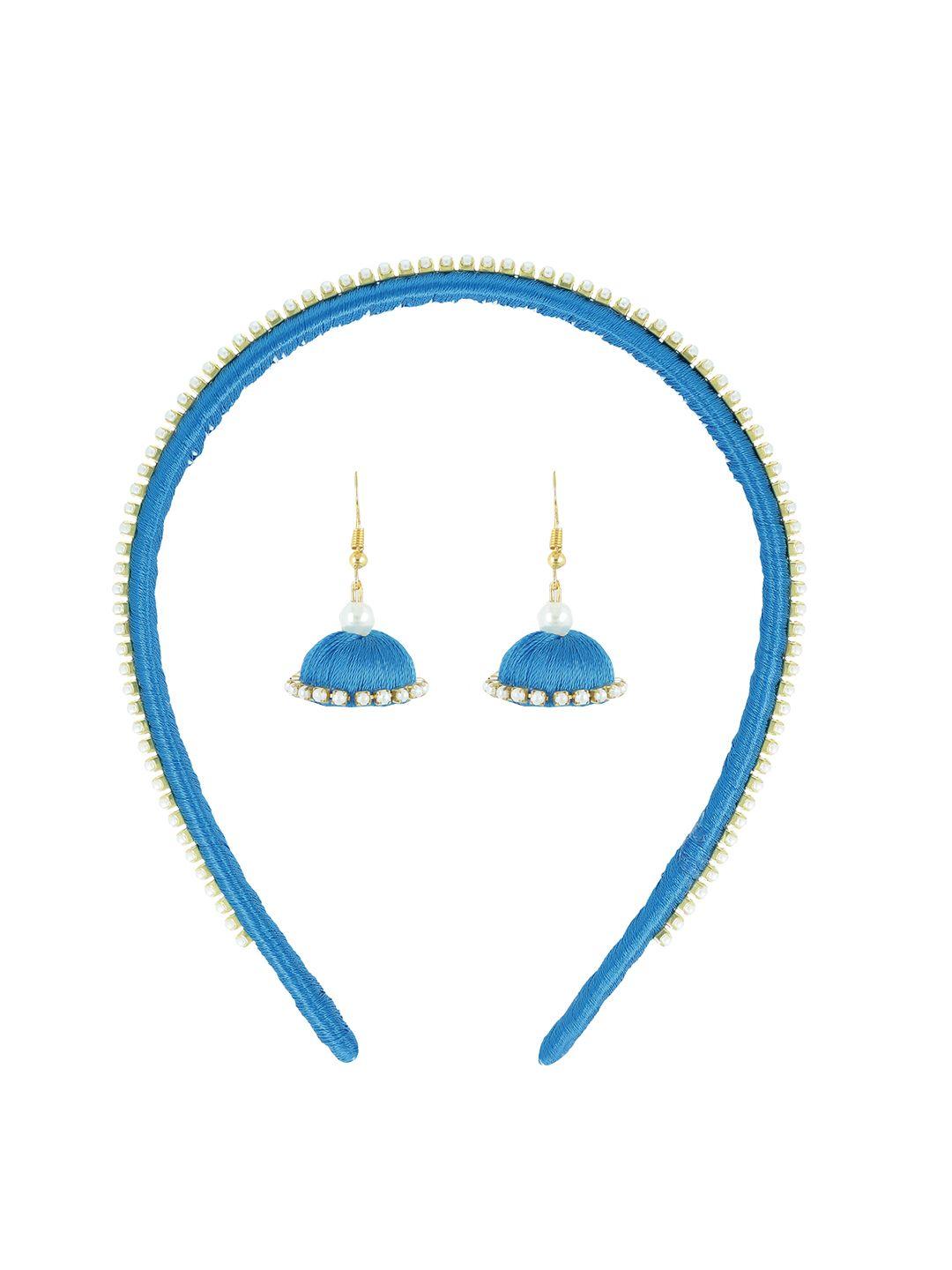 akshara girls blue set of 2 beaded hair accessory set