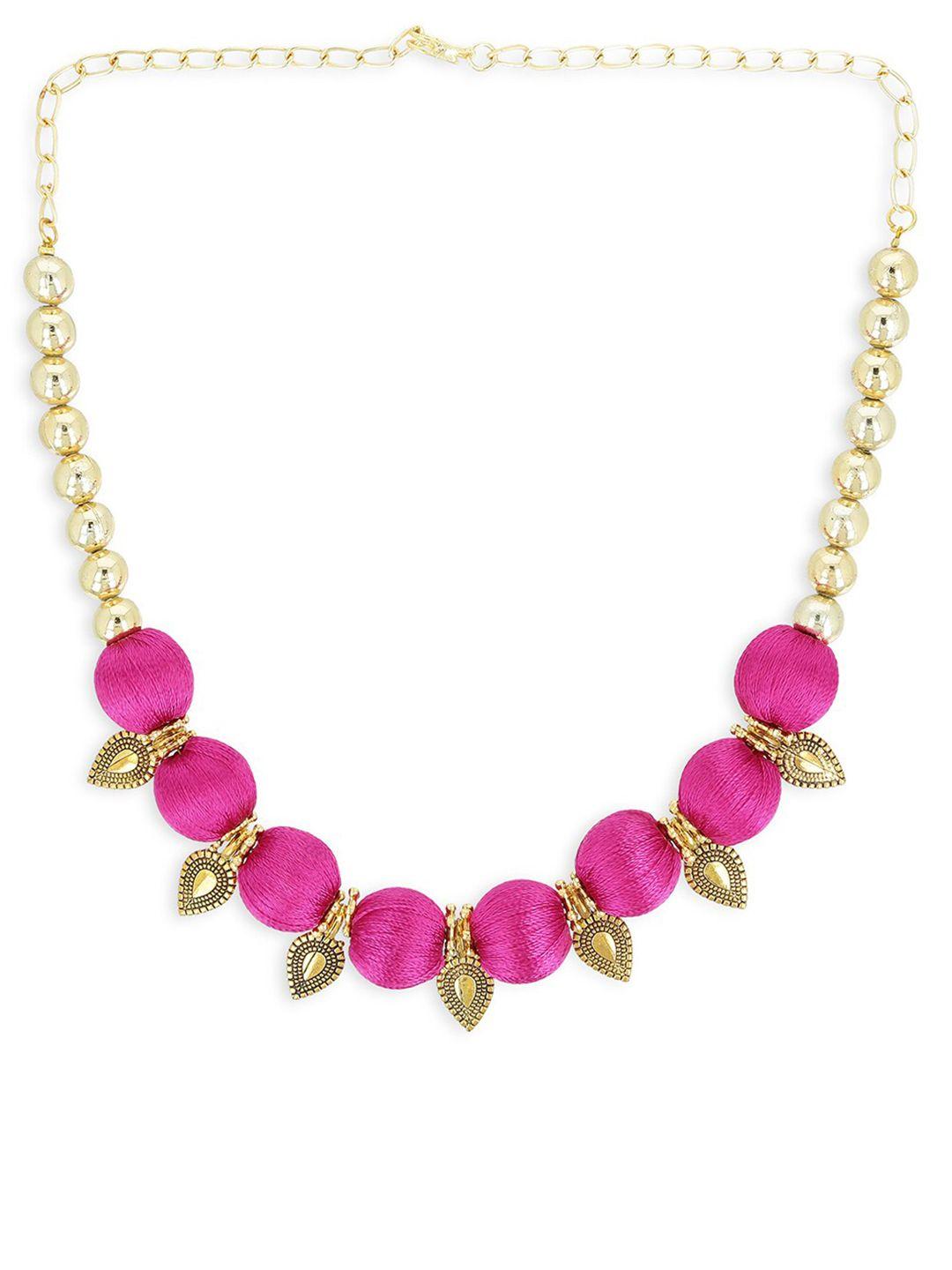 akshara girls gold-plated & pink handcrafted necklace