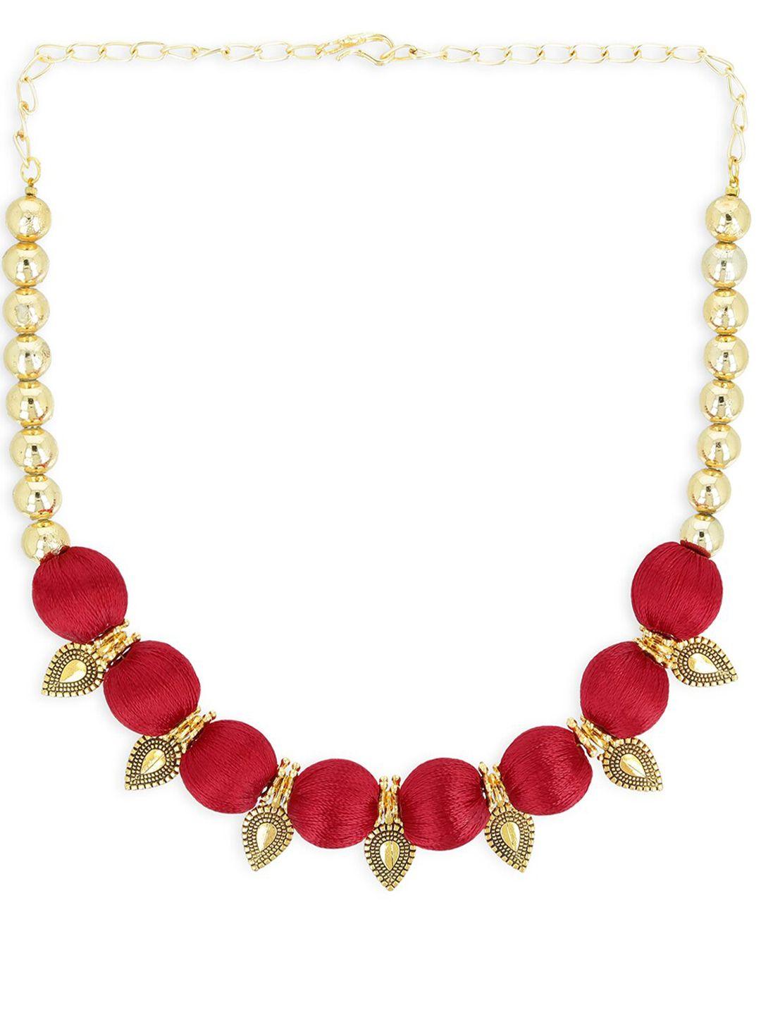 akshara girls gold-plated & red alloy handcrafted necklace