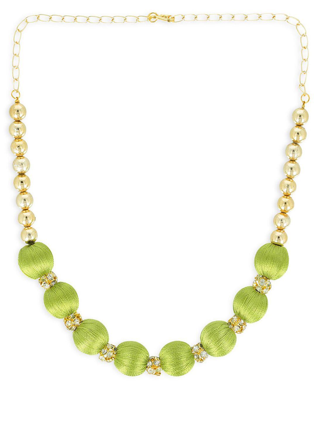 akshara girls gold-toned & green alloy gold-plated handcrafted necklace