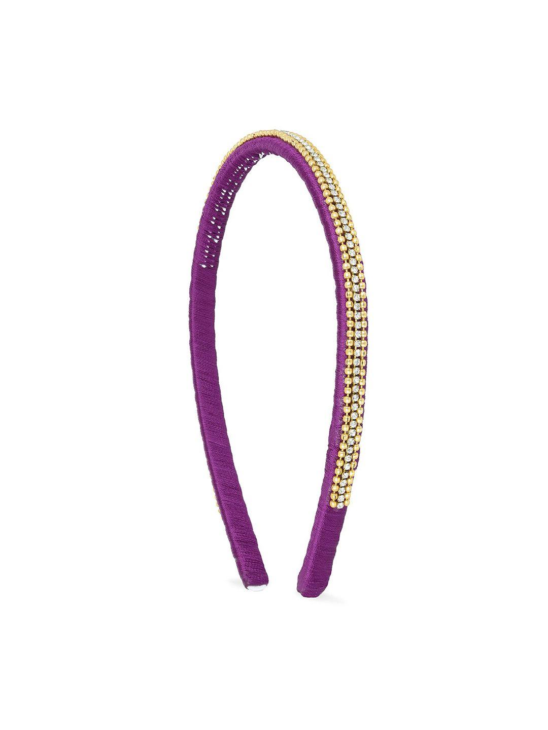 akshara girls gold-toned & purple embellished hairband