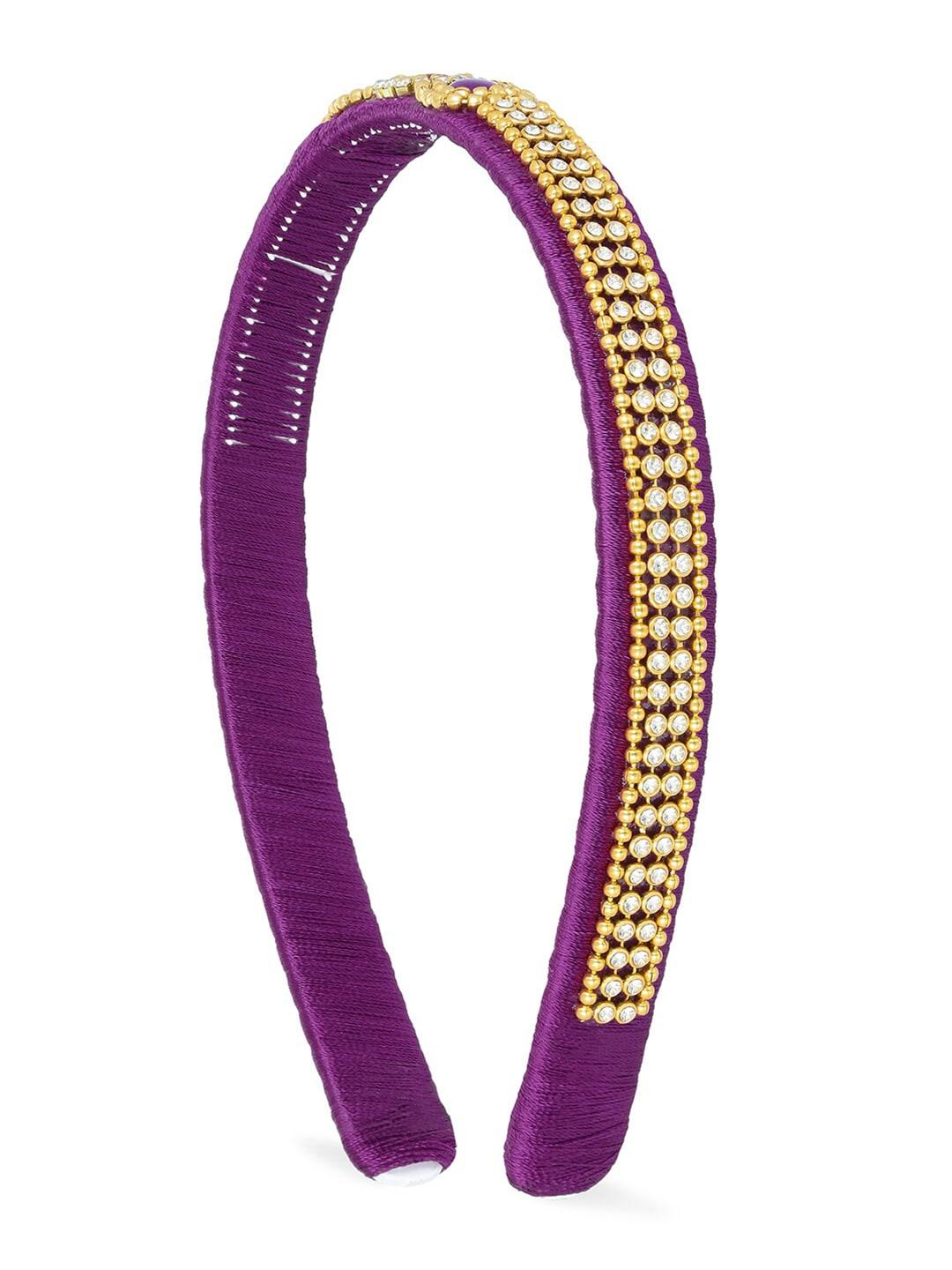 akshara girls gold-toned & purple embellished hairband