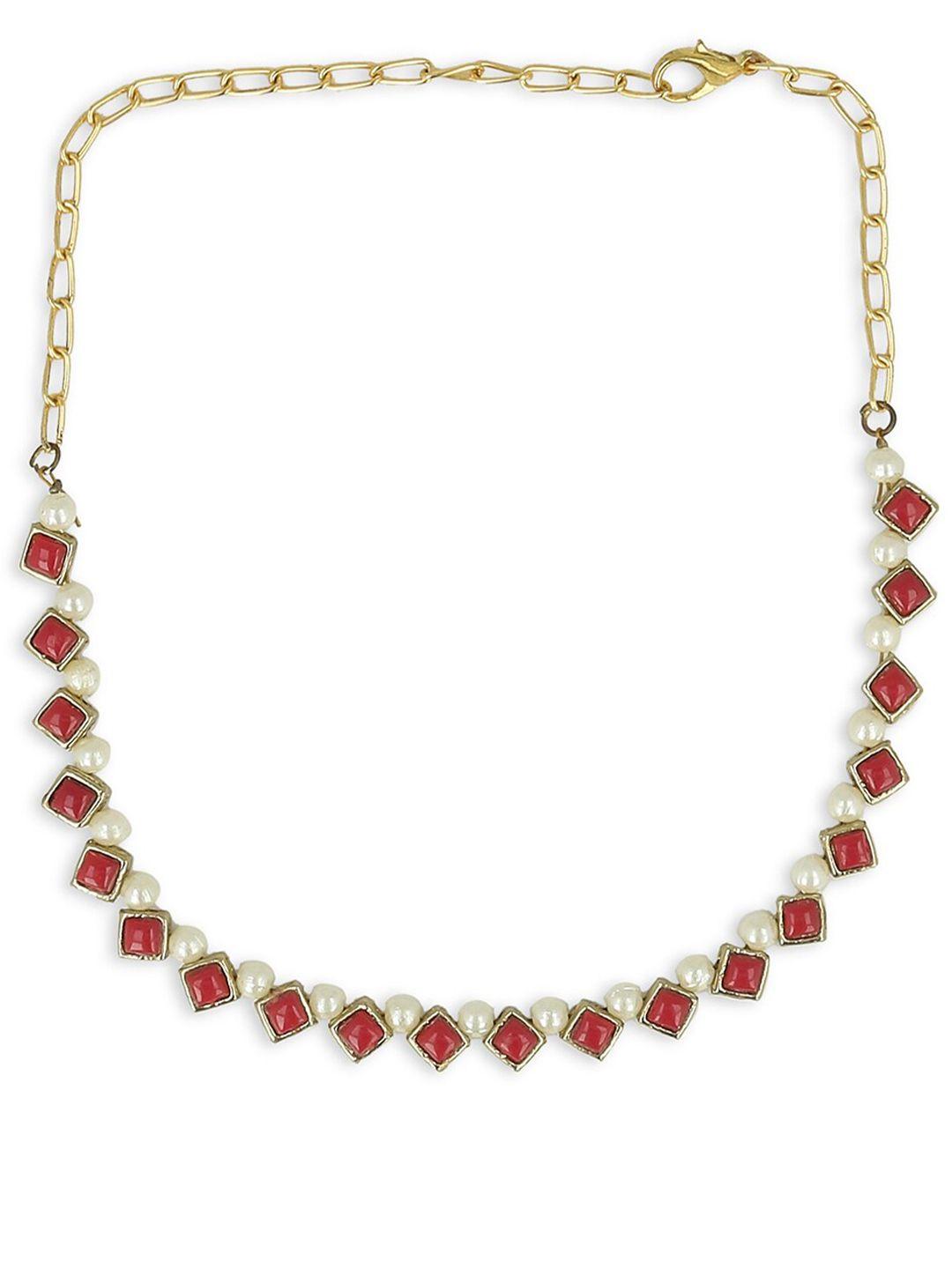 akshara girls gold-toned & red alloy gold-plated handcrafted necklace