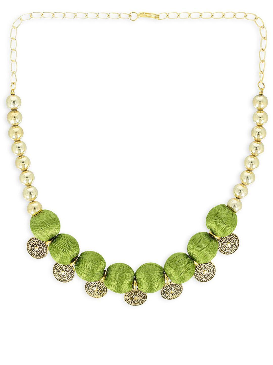 akshara girls green alloy gold-plated handcrafted necklace