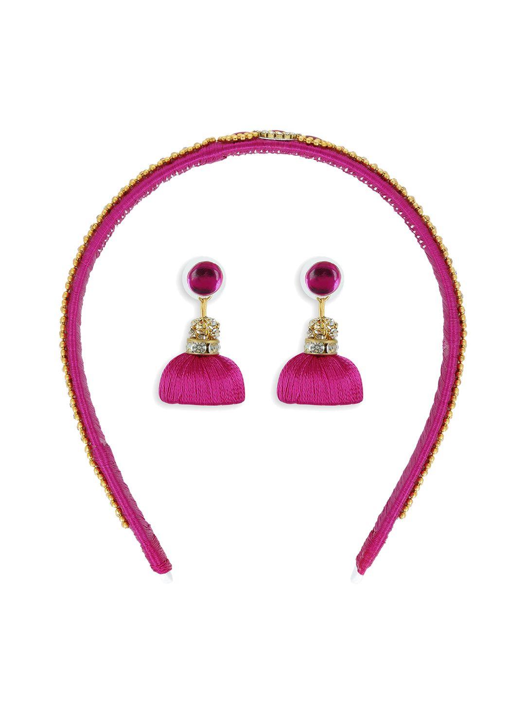 akshara girls pink set of 2 beaded hair accessory set