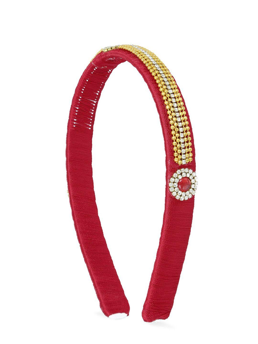 akshara girls red & gold-toned embellished hairband