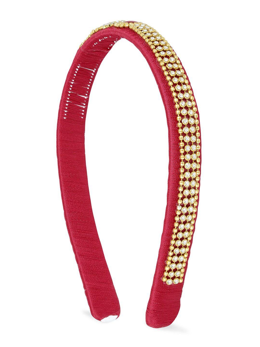 akshara girls red & gold-toned embellished hairband