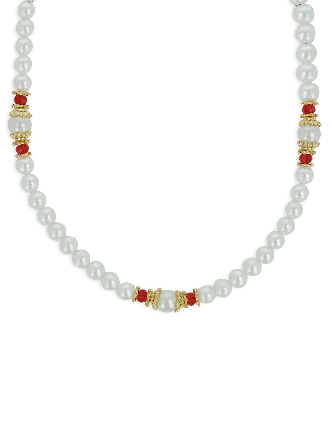 akshara girls red & white synthetic handcrafted necklace