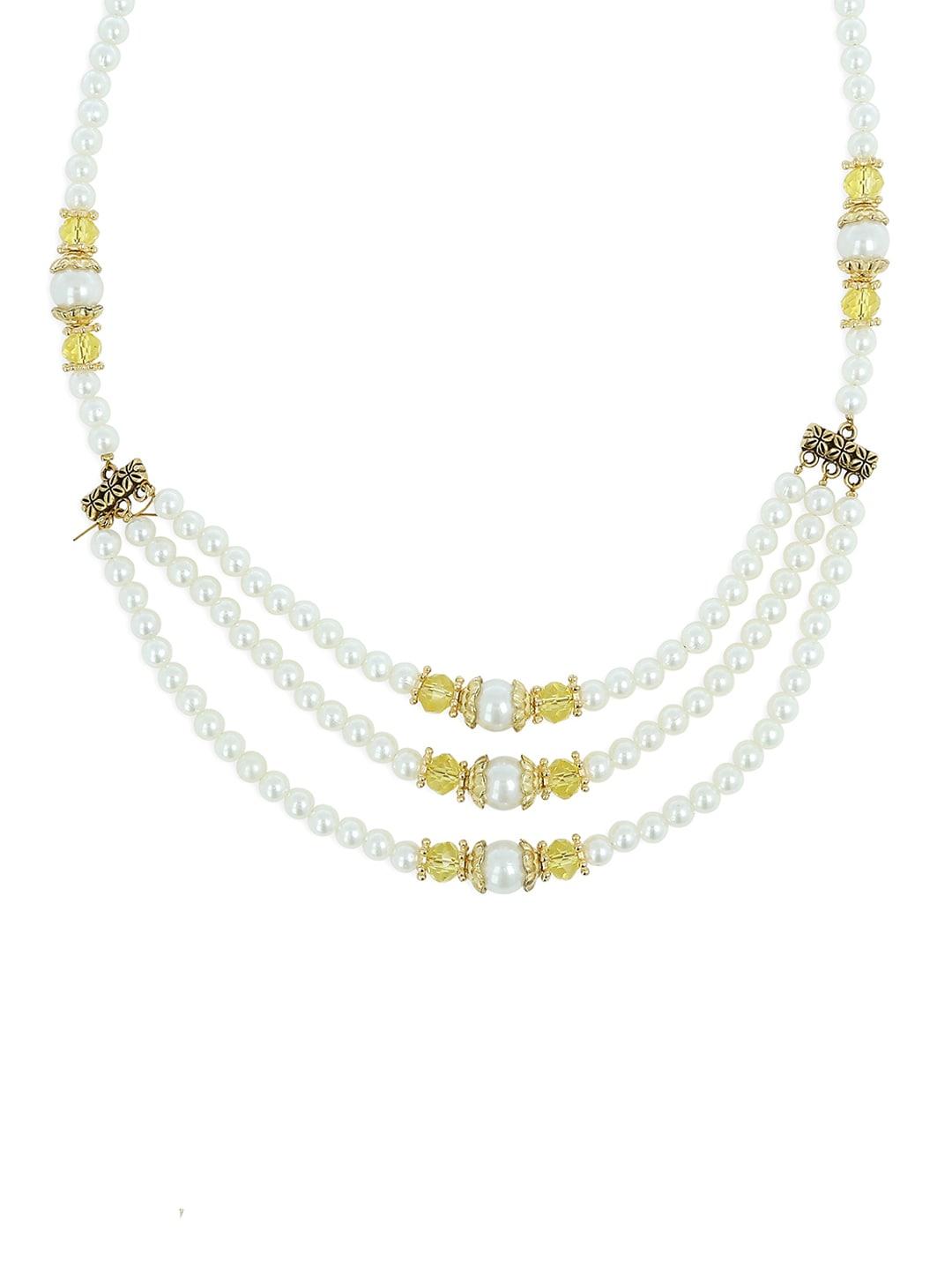 akshara girls yellow & white synthetic handcrafted necklace