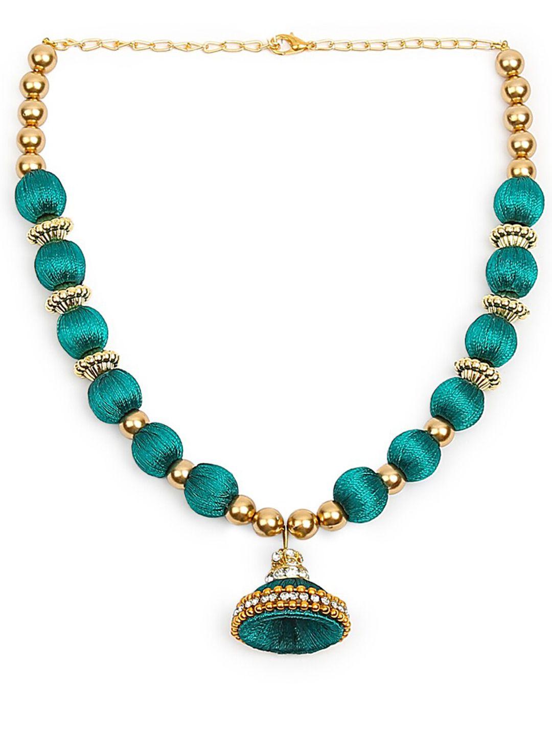akshara gold-toned & teal gold-plated necklace