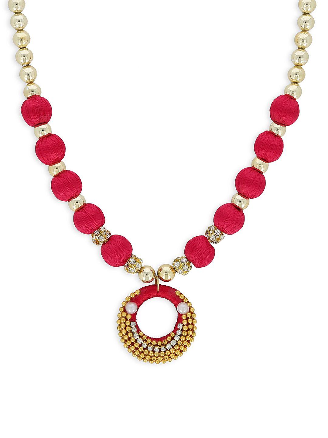 akshara gold-toned and red handcrafted beaded necklace