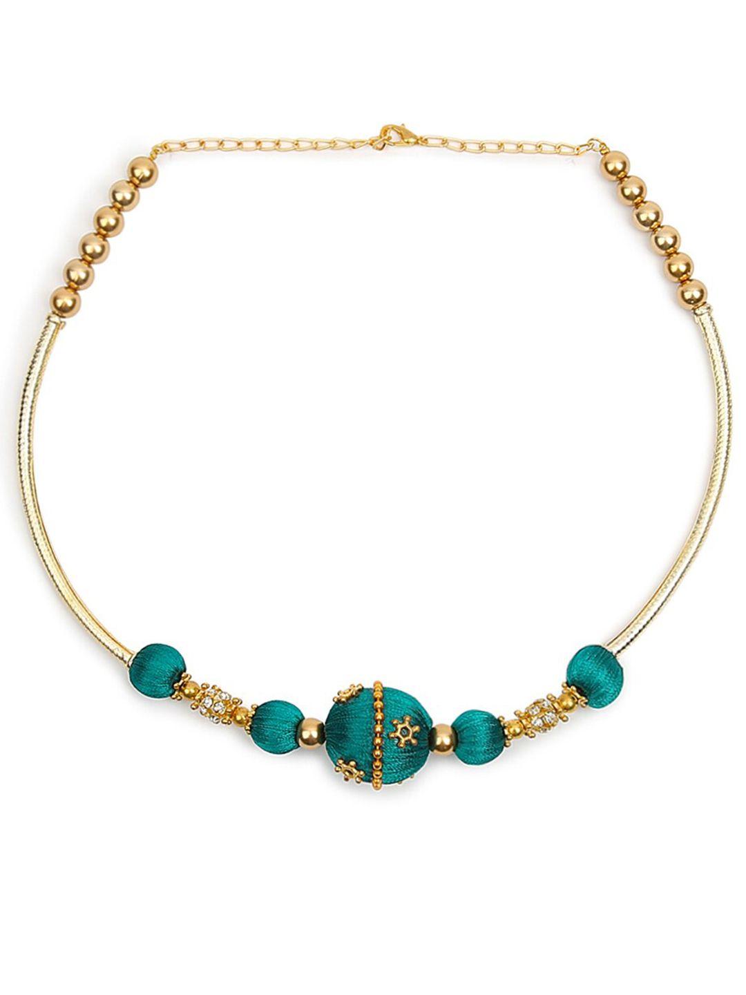 akshara green & gold-toned handcrafted necklace