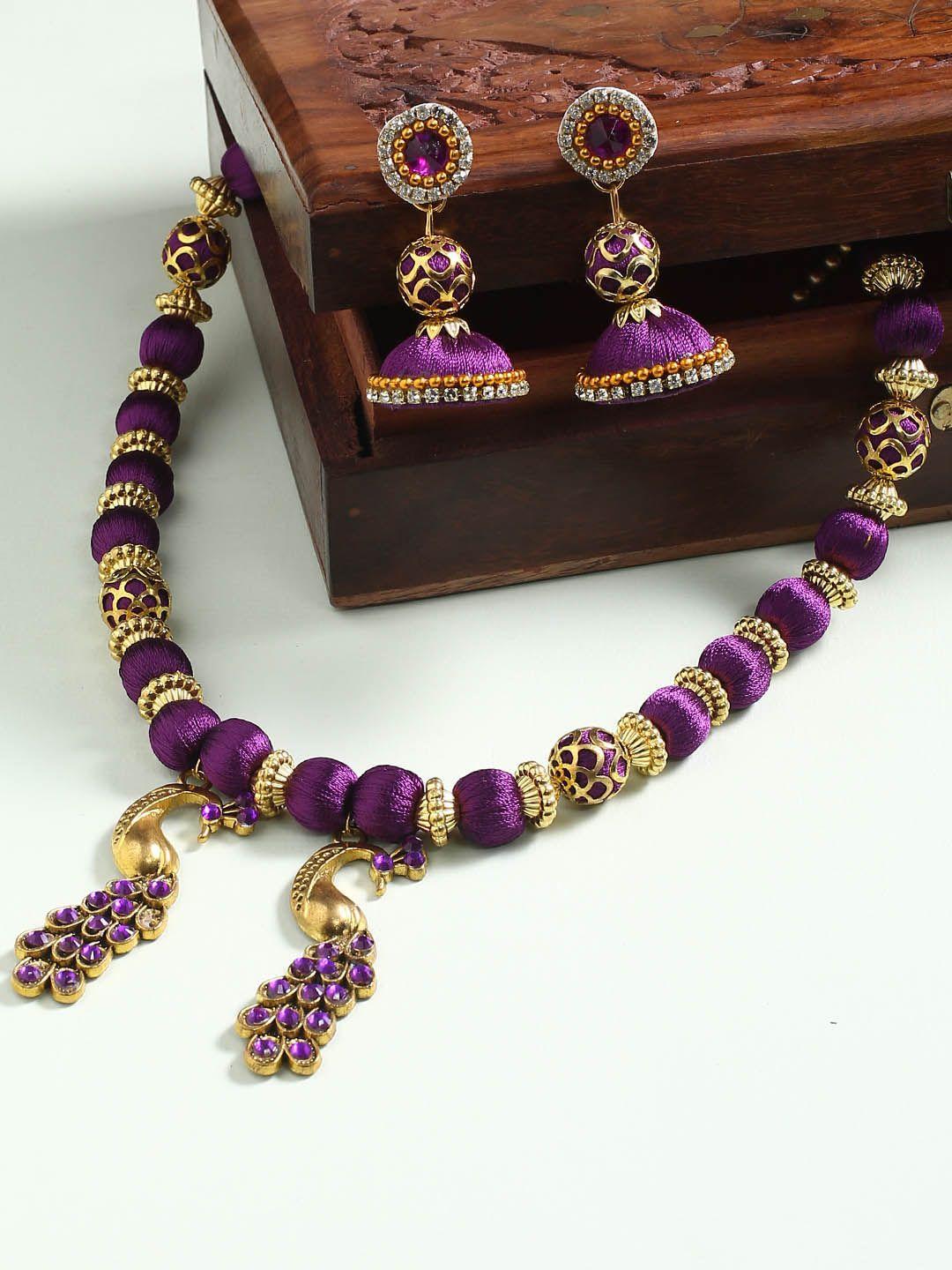 akshara purple german silver jewelry set