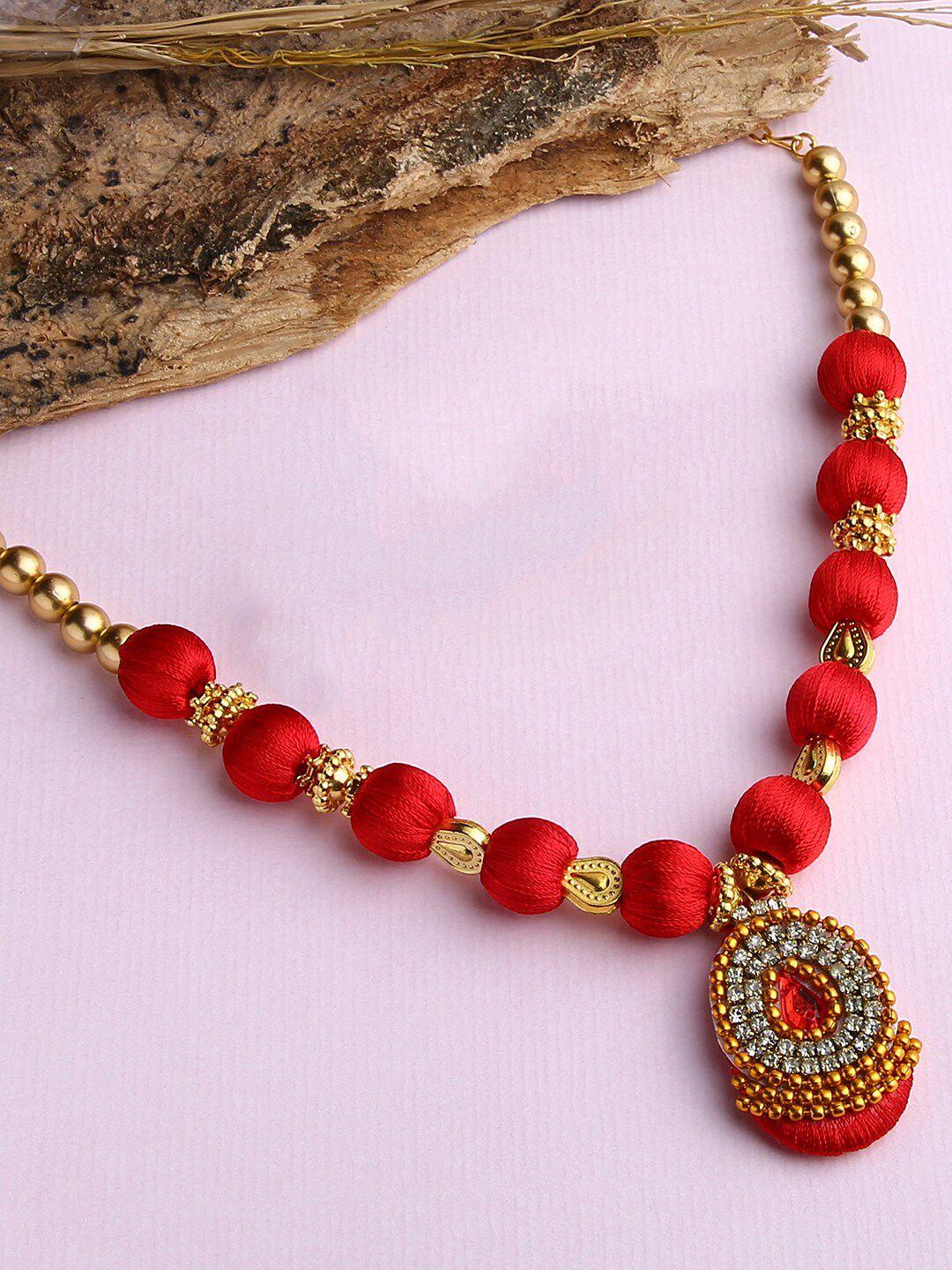 akshara red & gold-toned necklace