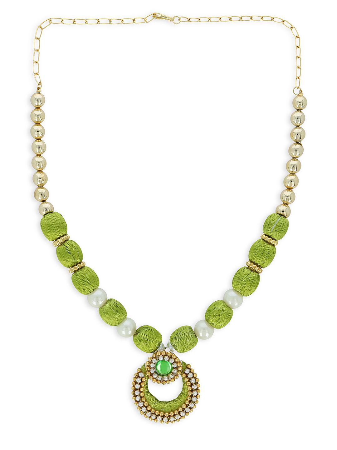 akshara women green handcrafted chocker necklace