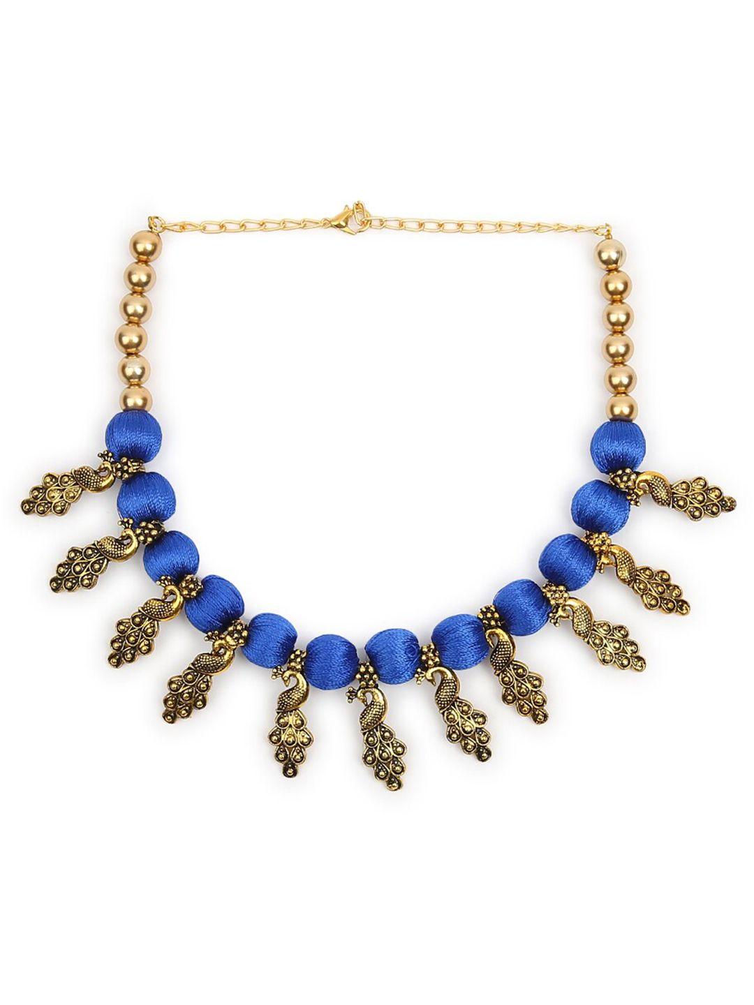 akshara blue & gold-toned choker necklace