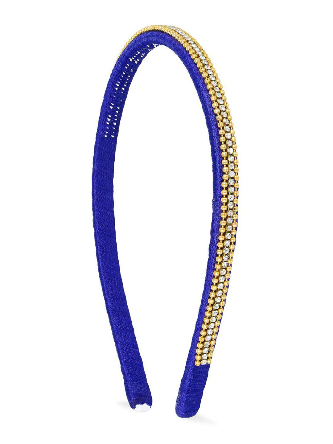 akshara girls blue & gold-toned embellished hairband