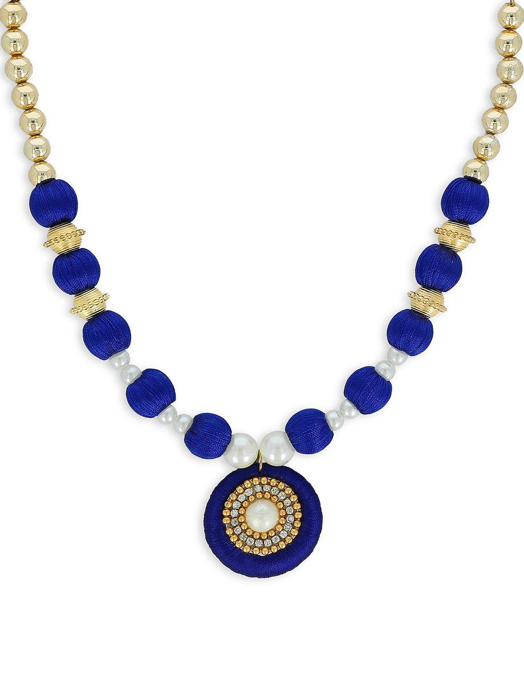 akshara girls blue & gold-toned handcrafted necklace