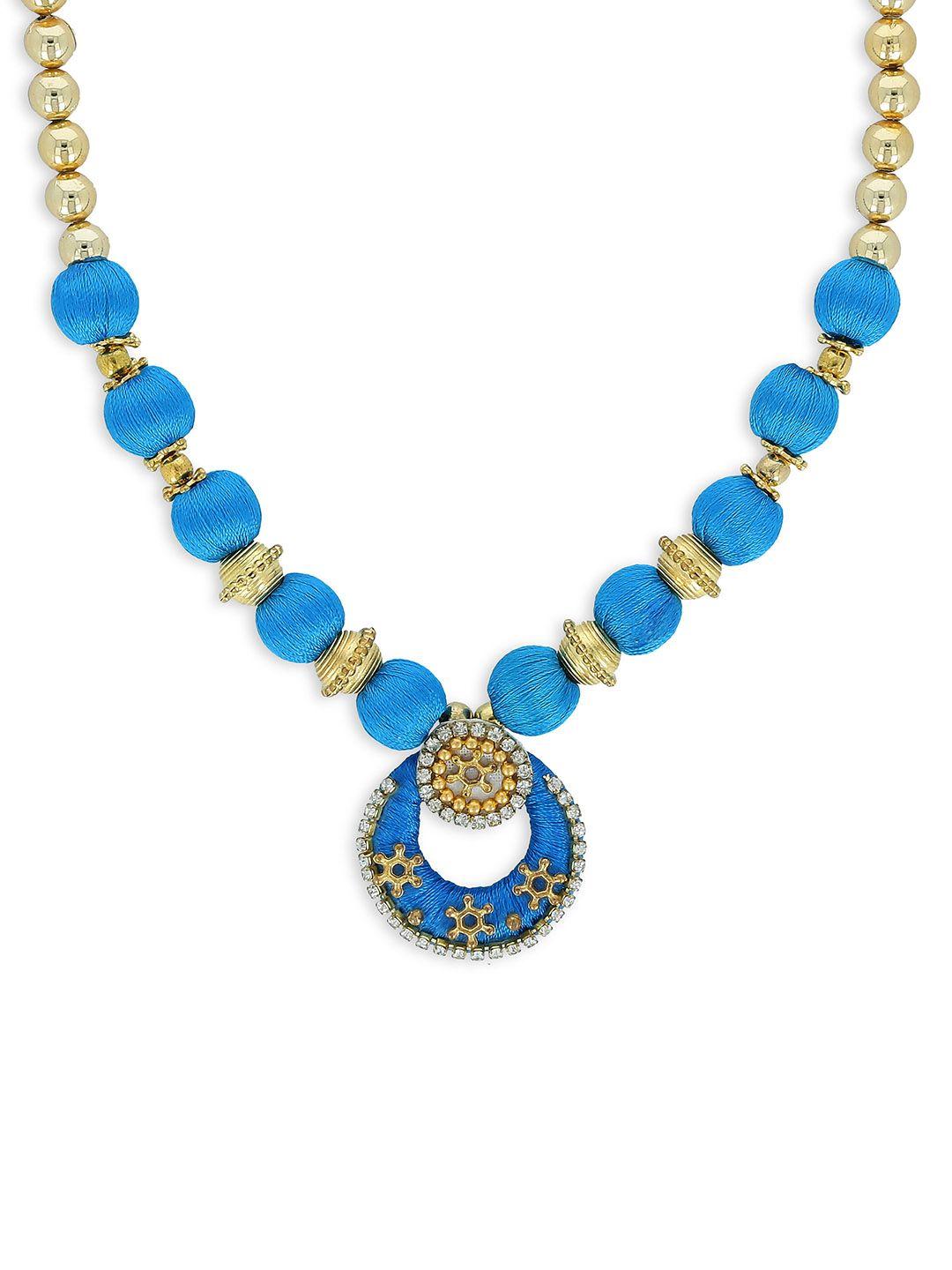 akshara girls blue & gold-toned handcrafted necklace