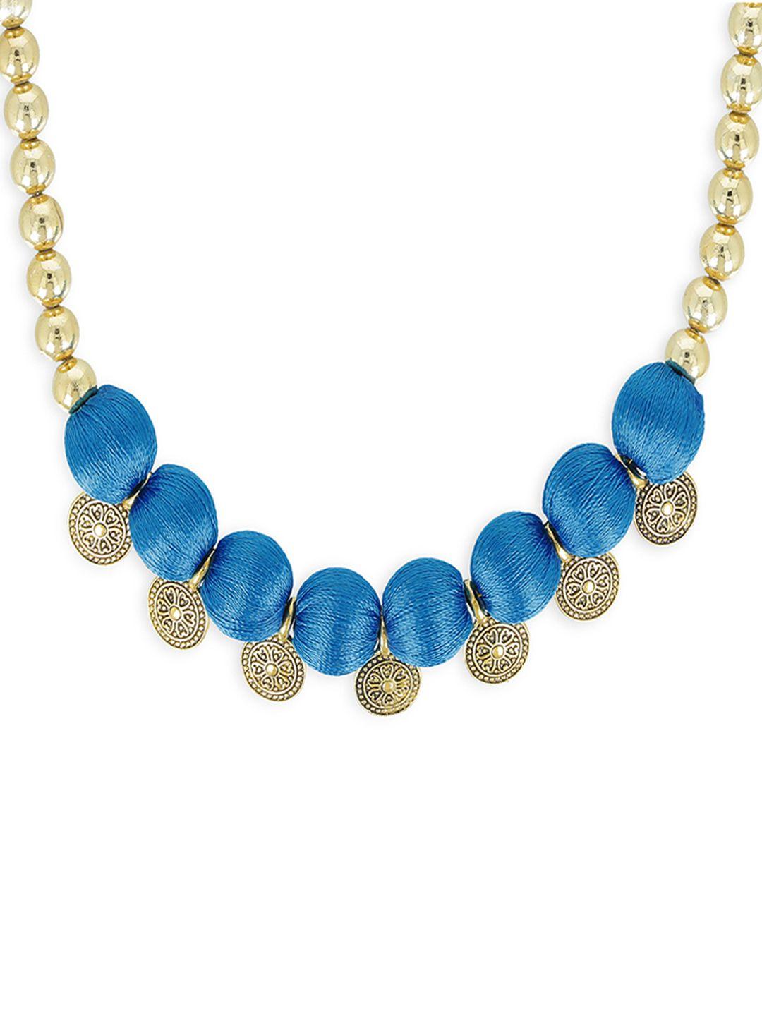 akshara girls blue & gold-toned handcrafted necklace