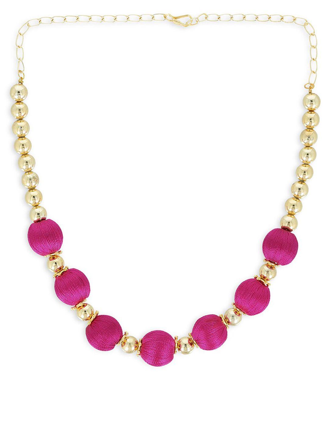 akshara girls gold-plated & pink handcrafted necklace