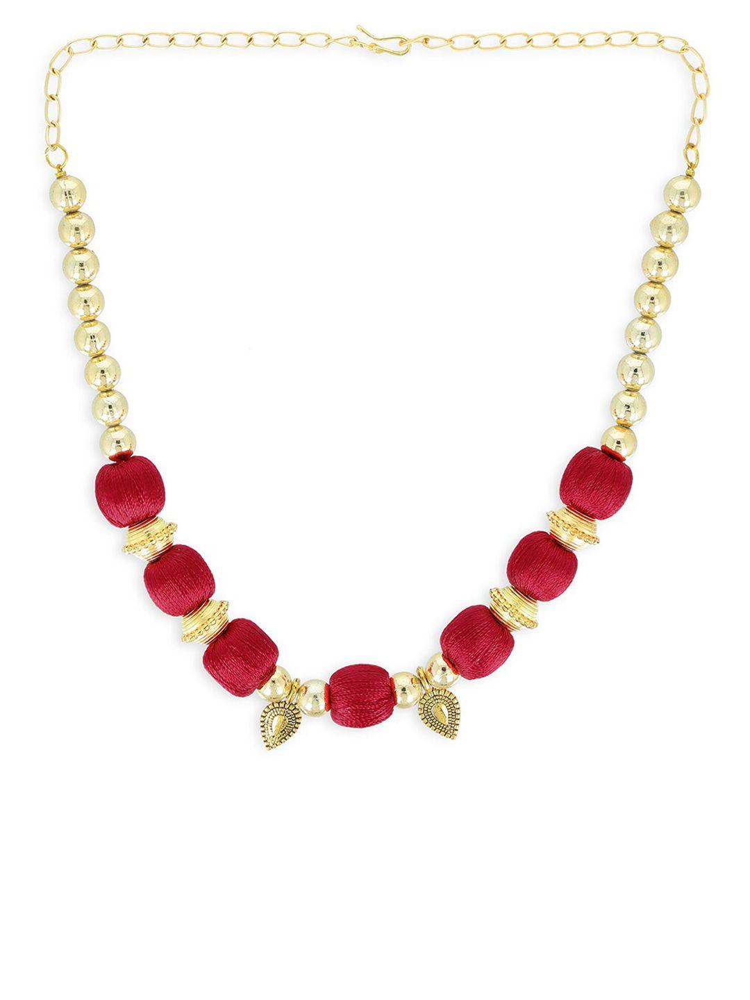 akshara girls gold-plated & red statement handcrafted necklace