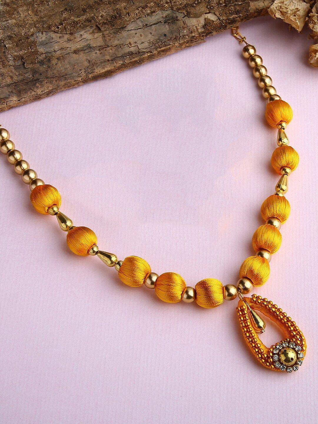akshara girls gold-plated silk thread necklace