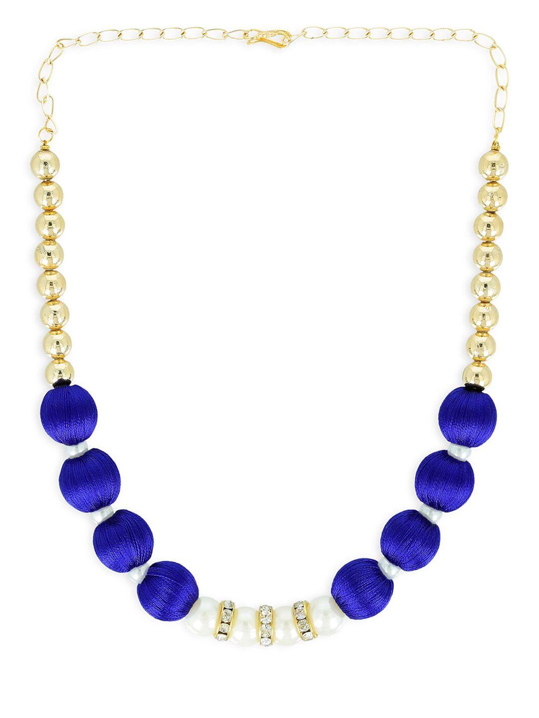 akshara girls gold-toned & blue alloy gold-plated handcrafted necklace