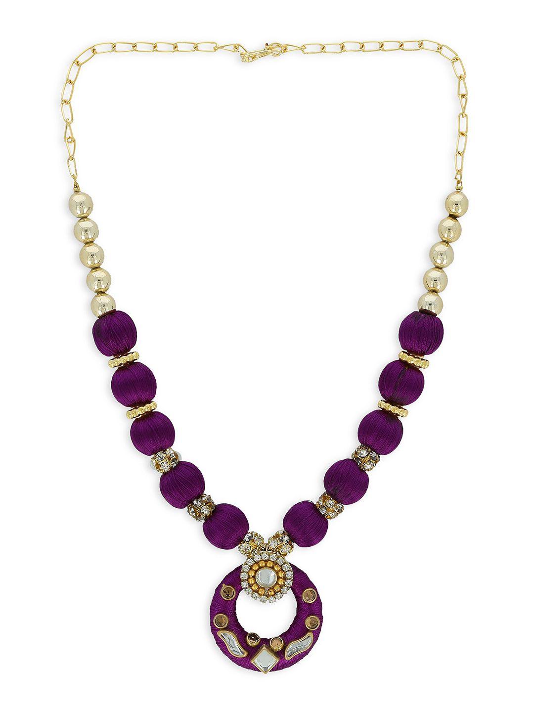 akshara girls gold-toned & purple alloy gold-plated handcrafted necklace