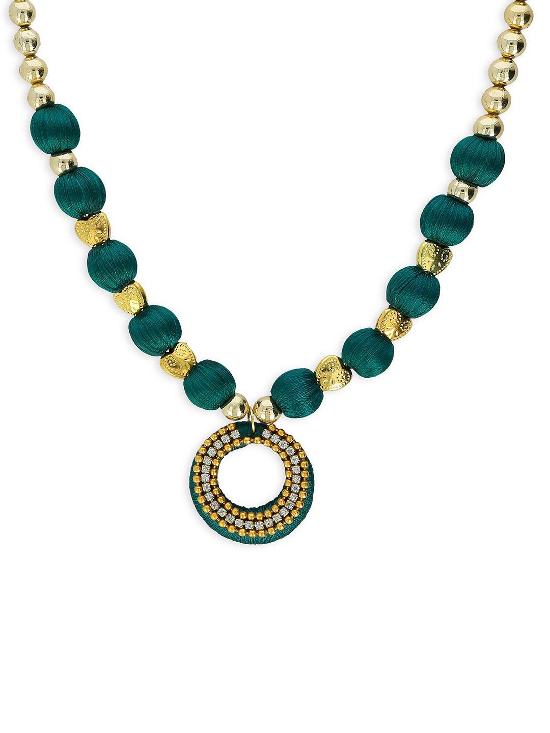 akshara girls green & gold-plated alloy handcrafted necklace