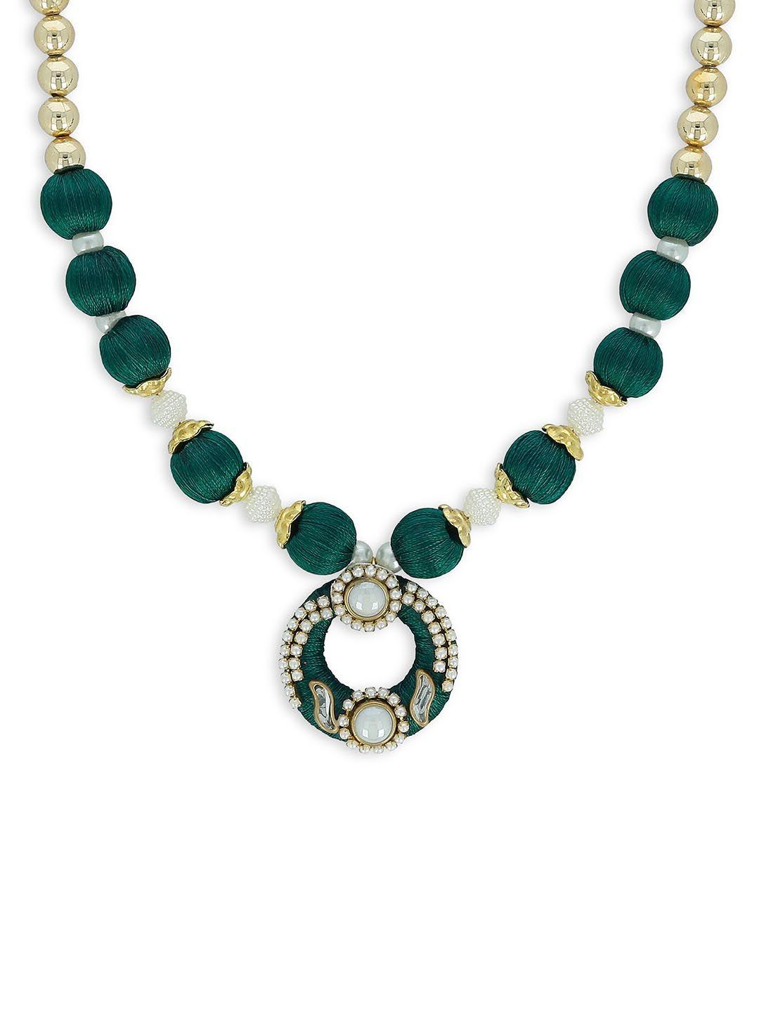 akshara girls green & gold-plated alloy handcrafted necklace