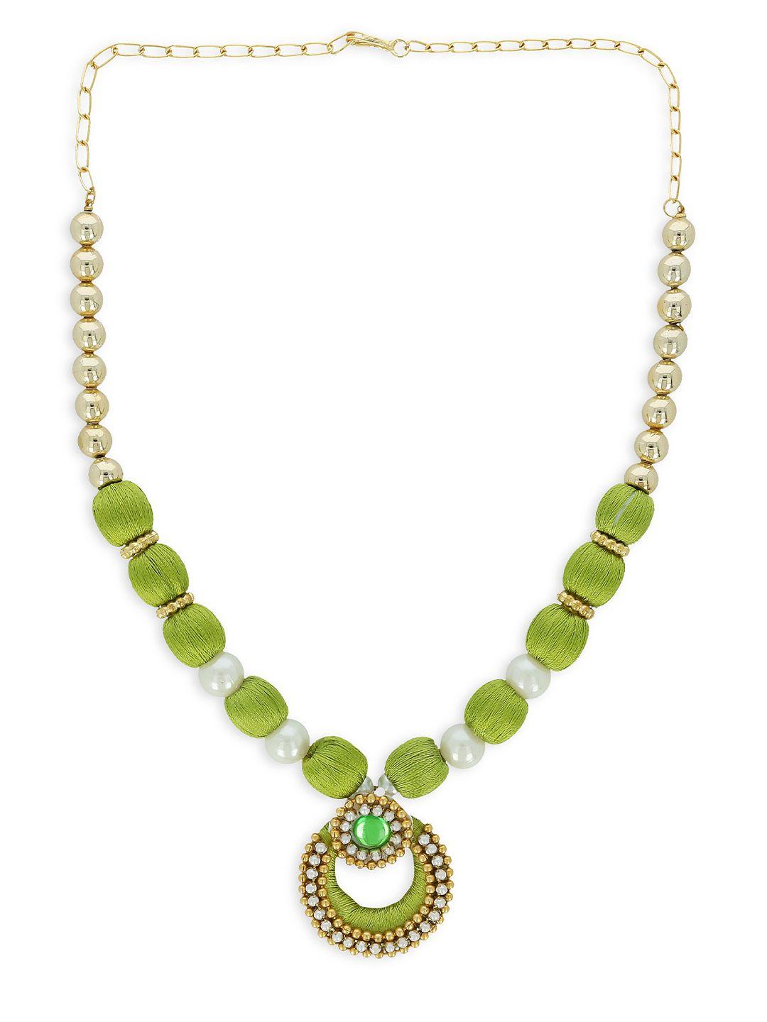 akshara girls green gold-plated handcrafted necklace
