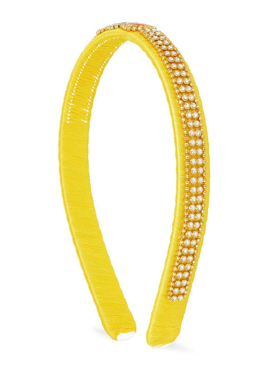 akshara girls mustard yellow & gold-toned embellished hairband