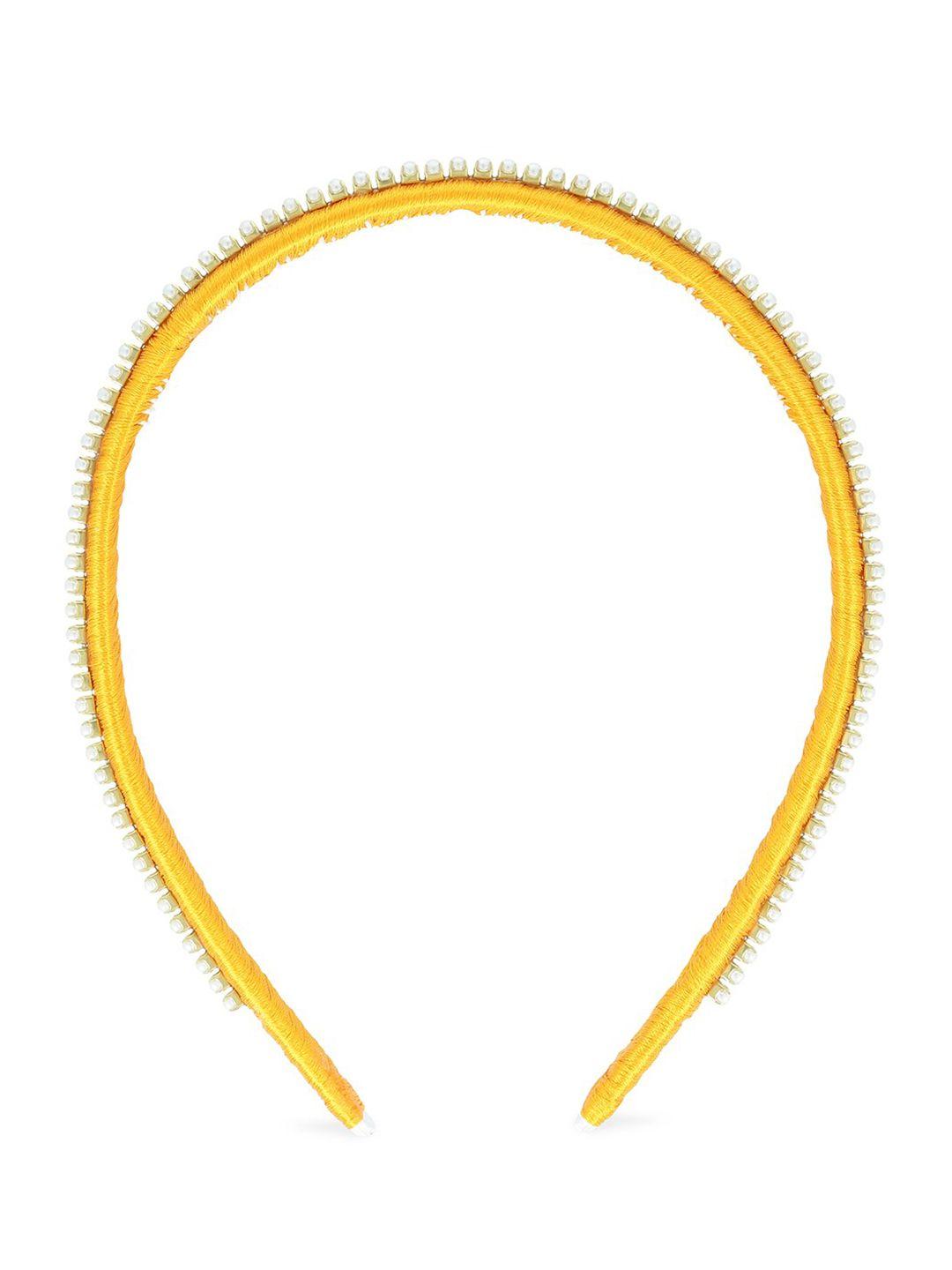 akshara girls mustard yellow & white beaded hairband