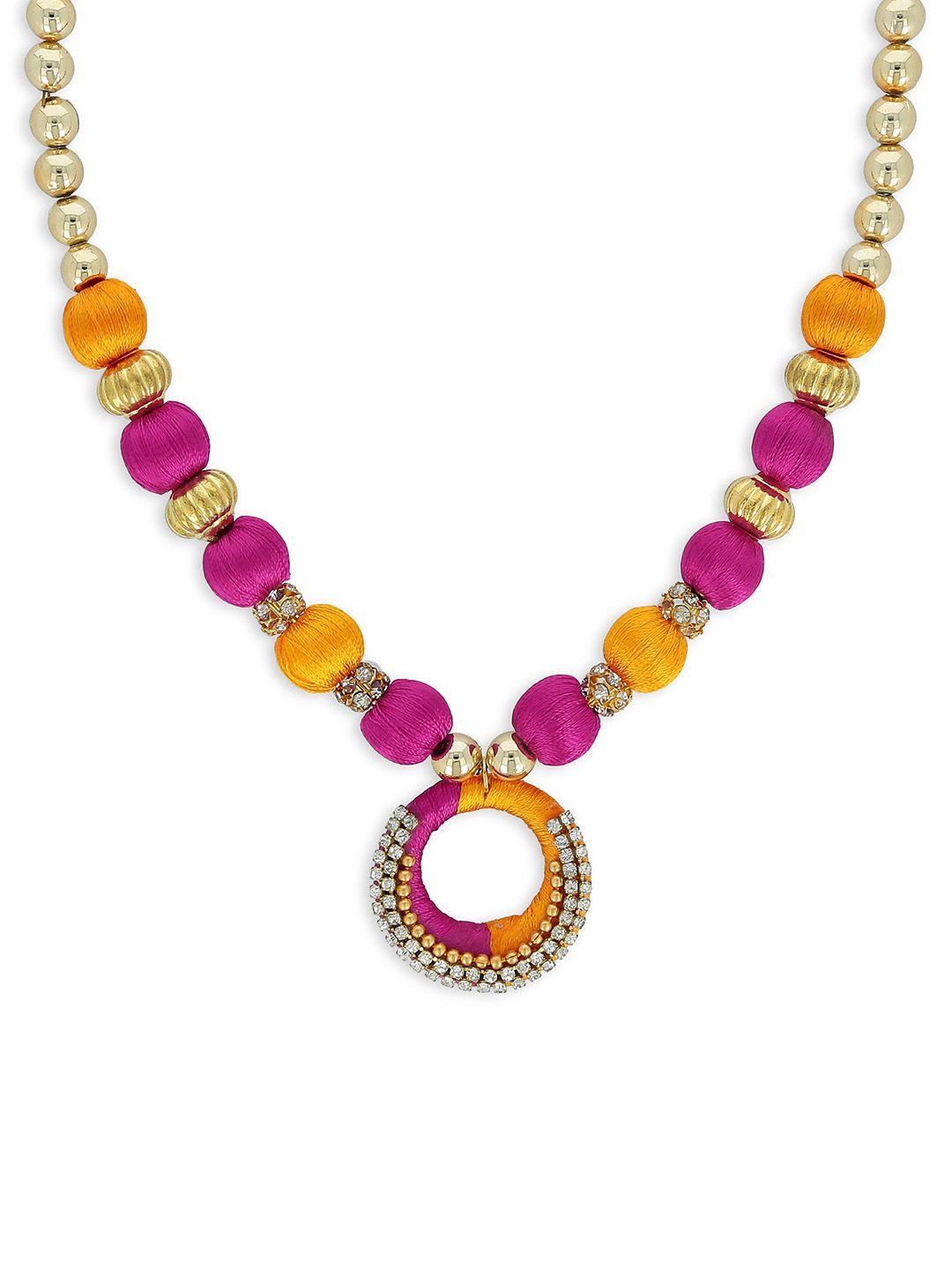 akshara girls pink & gold-plated handcrafted necklace