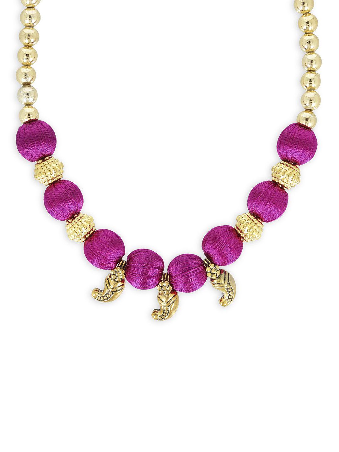 akshara girls pink & gold-toned handcrafted necklace