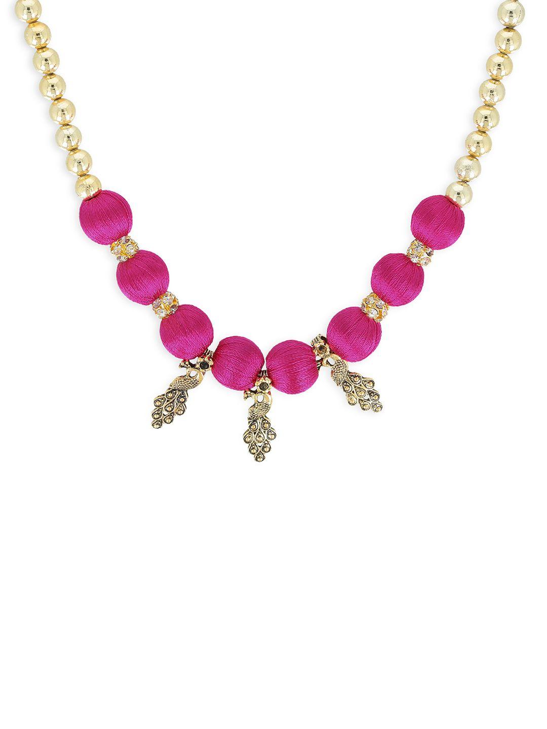akshara girls pink & gold-toned synthetic handcrafted necklace
